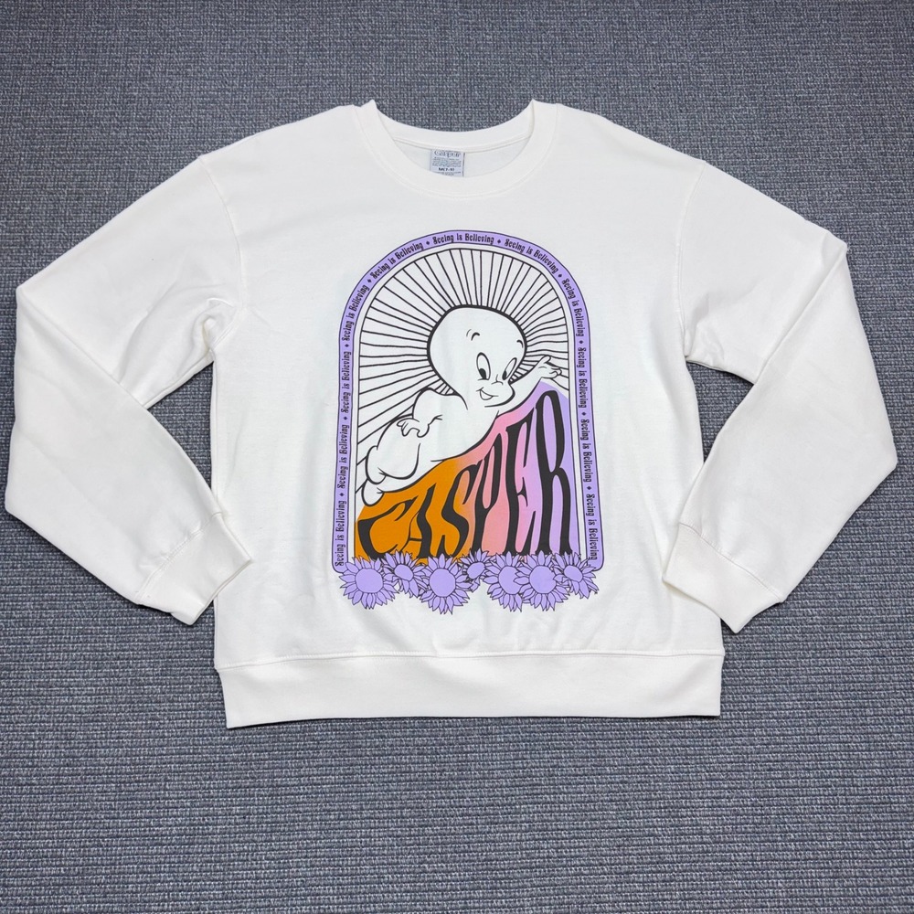 Casper The Friendly Ghost Seeing is Believing White Graphic Sweatshirt Medium